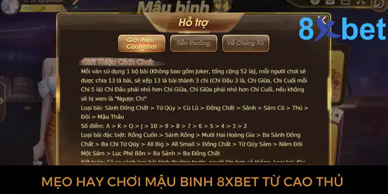 Mậu binh 8xbet: Sòng bài trực tuyến uy tín, thưởng lớn 5 Mẹo hay chơi mậu binh 8xbet từ cao thủ